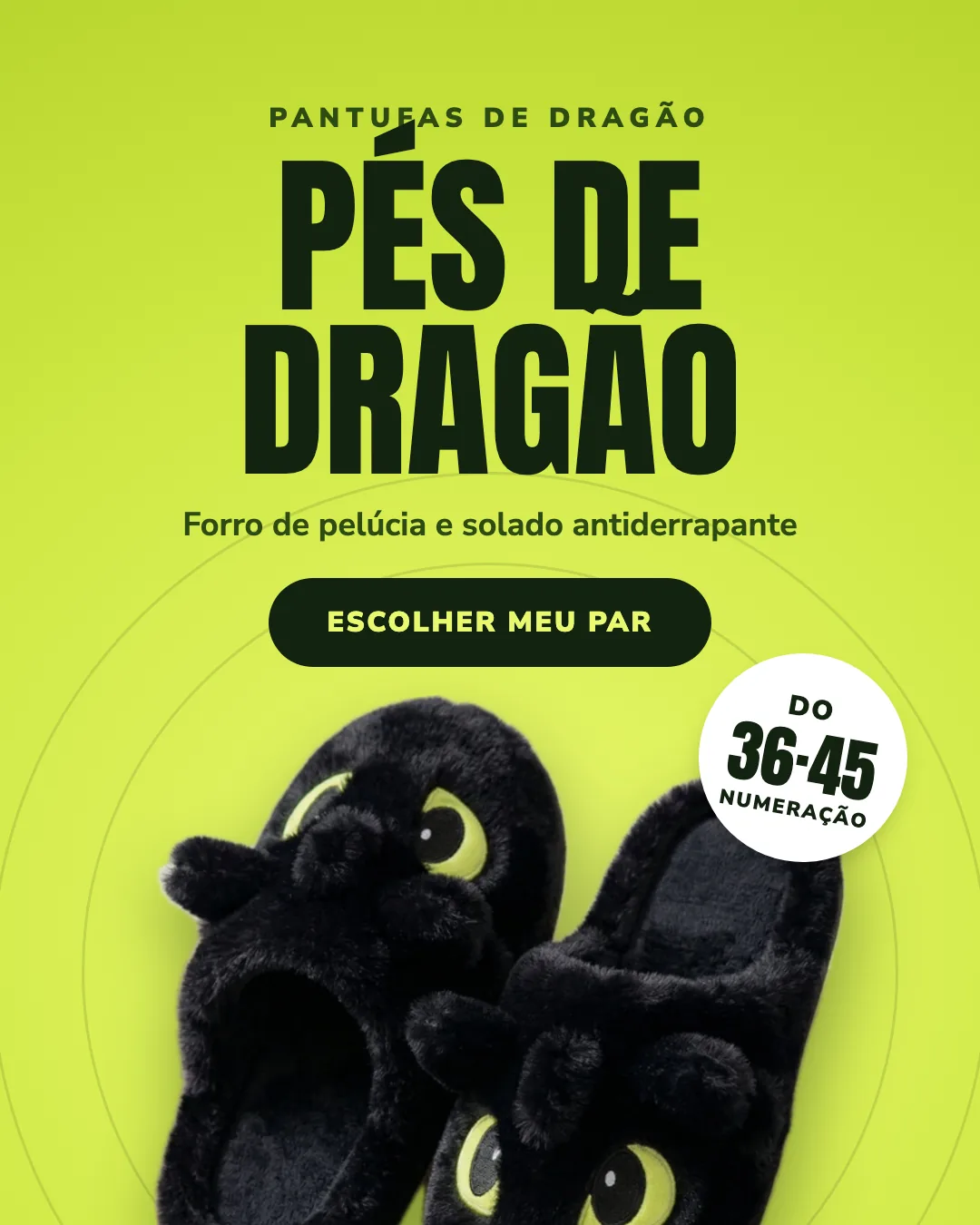 Pantufas de dragão com forro de pelúcia e solado antiderrapante, do 36 ao 45