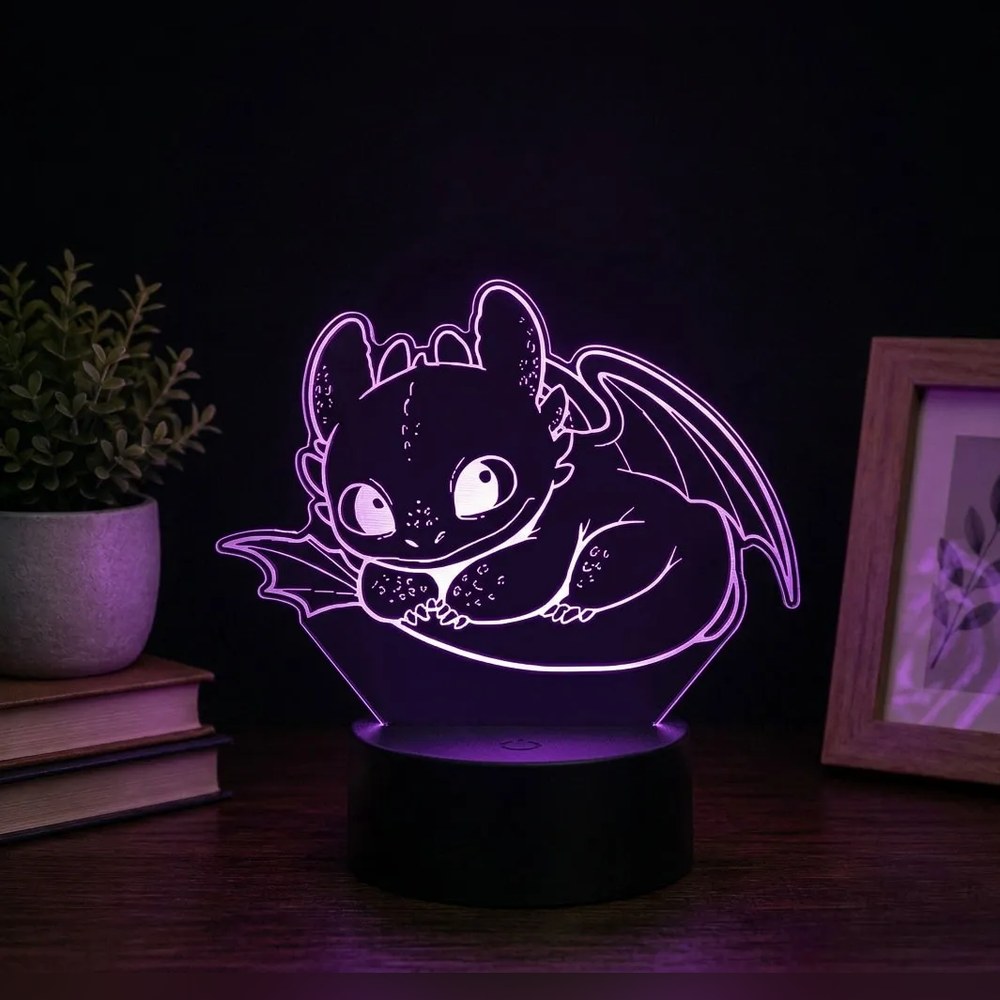 Luminária LED 3D Dragão Noturno